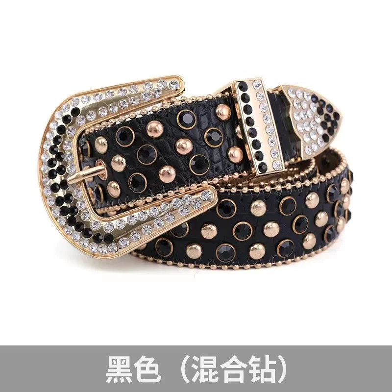 BB Fast Delivery Luxury Crystal Men Women Unisex Belt Diamond Studded Rhinestone Belts Western Sparkle Designer Leather Belts