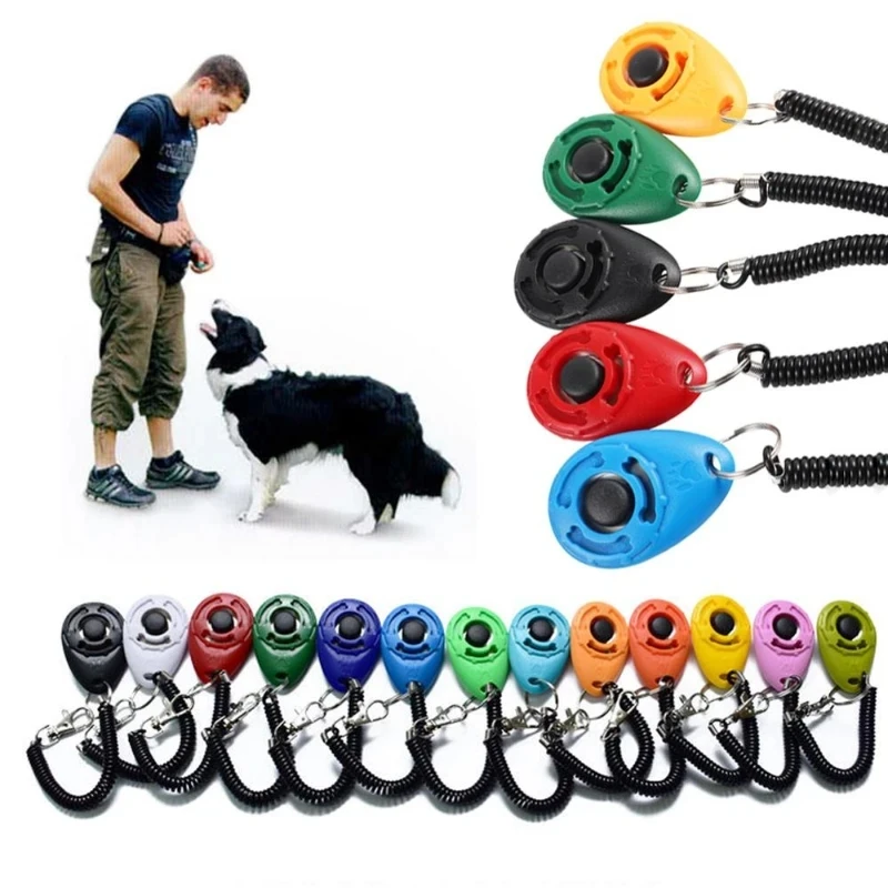Qbellpet Custom Pet Products Plastic Pet Cat Dog Training Clicker Trainer with Adjustable Wrist Strap Sound Keychain