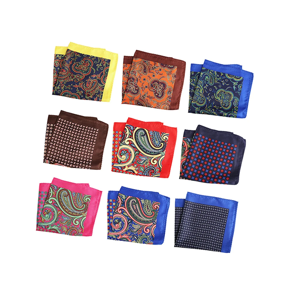 33*33cm Fashion Printing Handkerchiefs Casual Suit Pocket Square For Business Wedding Mens Shirt Hanky Silk Pocket Accessories