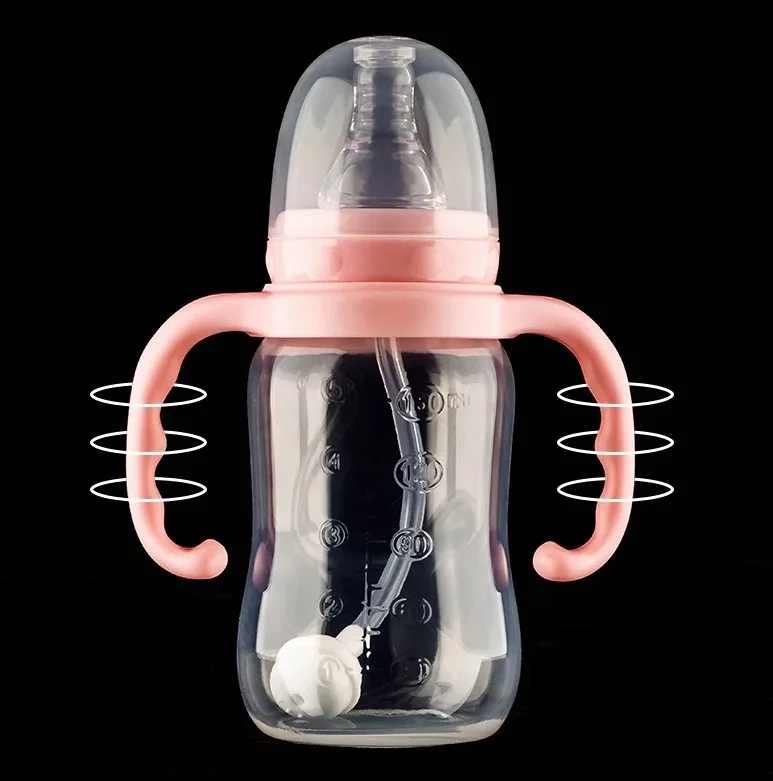 Baby standard mouth PP silicone baby feeding bottle mother and baby wholesale newborn nipple bottle,straw bottle for kids