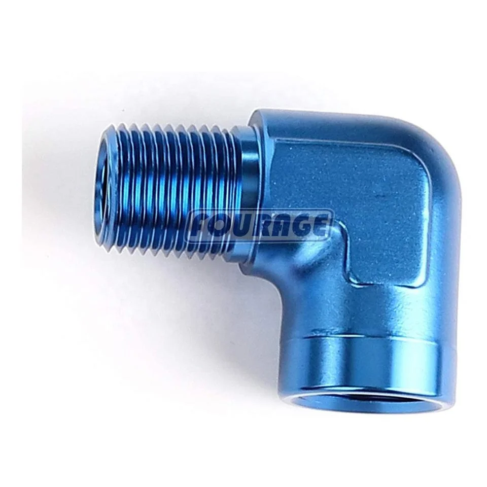 90 Degree Aluminum 1/8' 1/4' 3/8' 1/2' 3/4' Female NPT to Male NPT Thread Coupler Union Fuel Line Hose Fitting