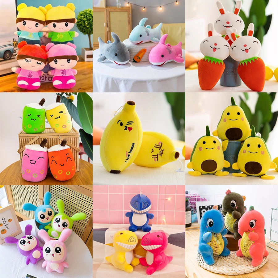 Factory Wholesale 20cm Mix Embroidery Stuffed Animal Plush Toy Crane Machine Plushie Doll Vending Claw Machine Plush Toy