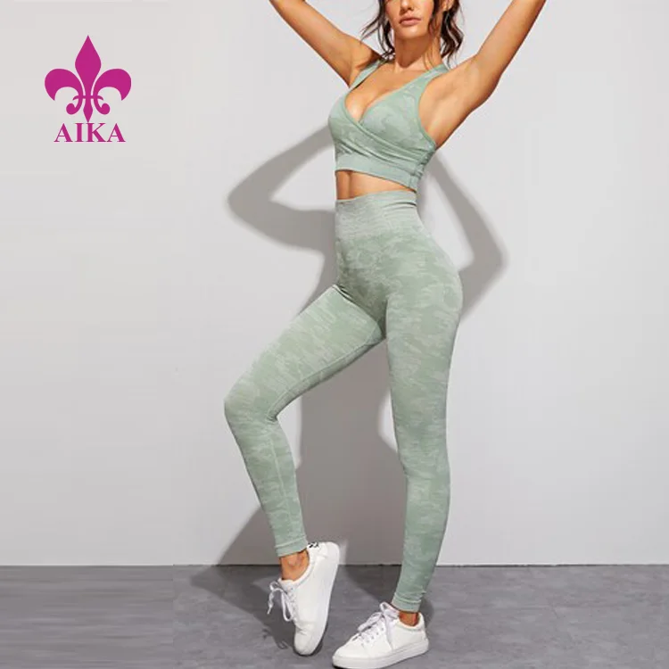 Wholesale Women Camo Printed Skinny Leggings 78% Polyester 22% Spandex Seamless High Waist Yoga Legging Pants Gym Legging sets