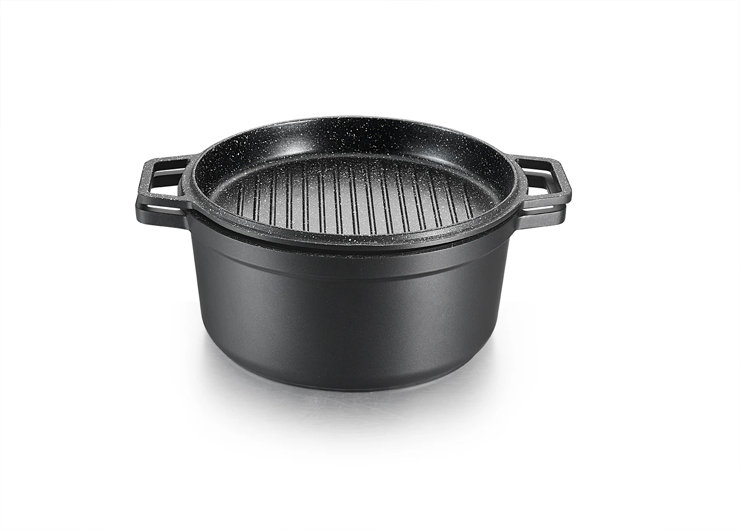 Eco-Friendly Multifunctional Granite Cookware Set with Die-Cast Aluminium Lid Soft Touch Handles for Home Kitchen Cooking