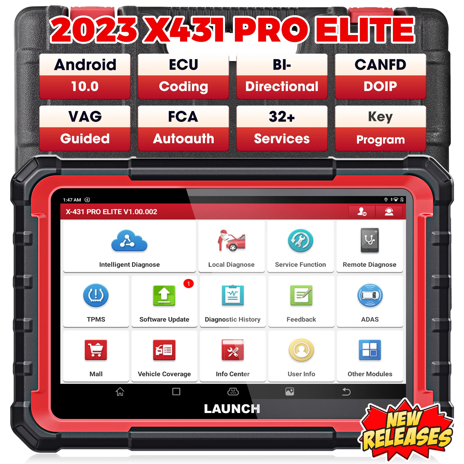 2023 New Arrival Launch X431 PRO Elite Fully Functional Bidirectional Scanner with CANFD DOIP Diagnostic Tools All System Reader