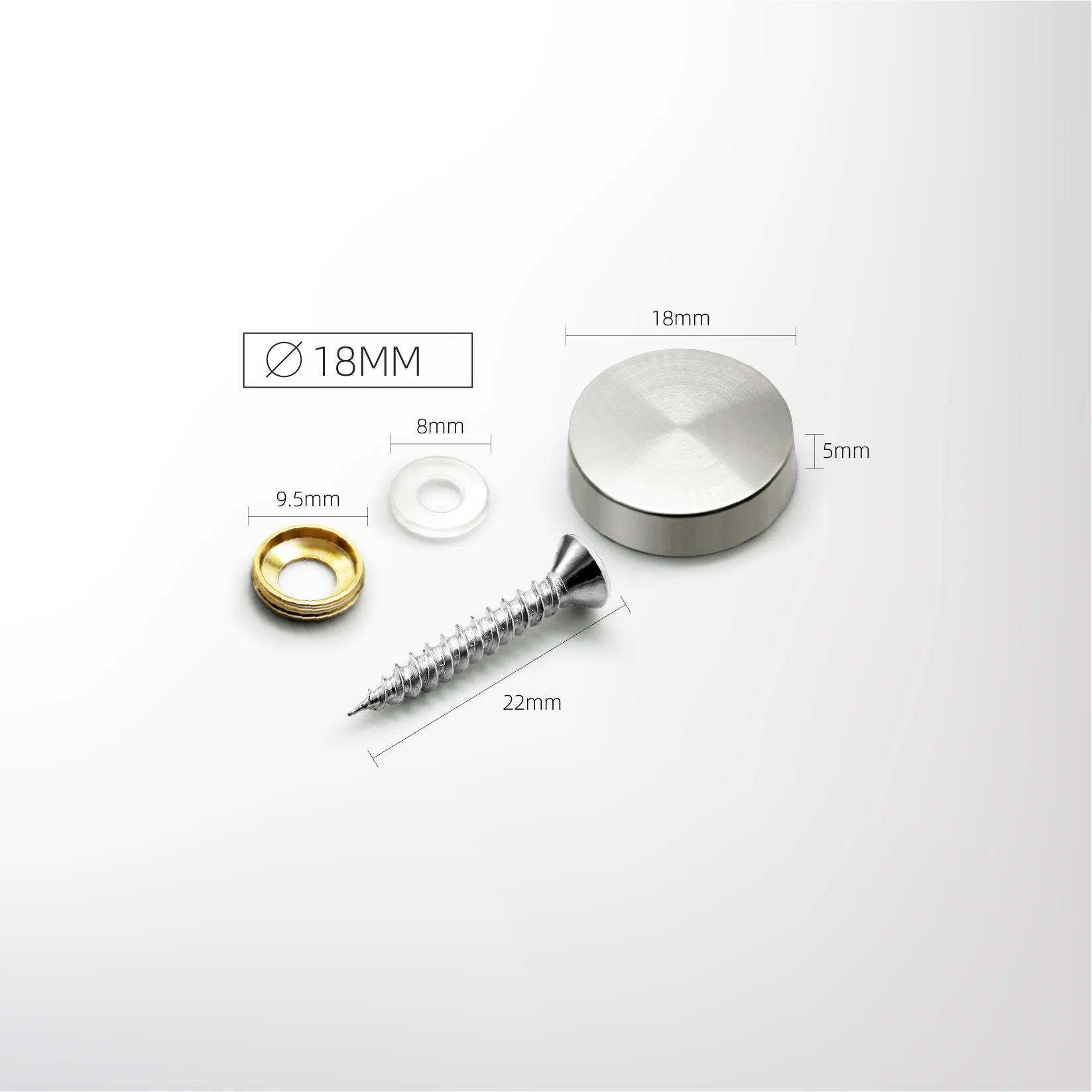 
18mm diameter flat head cap cover decorative screws for mirrors 