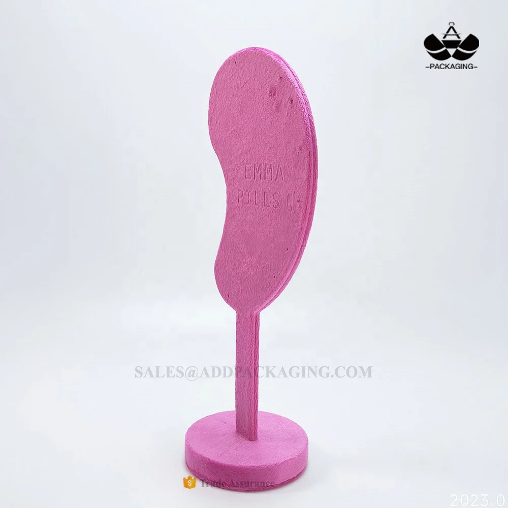 Custom LOGO embossed tall colorful plush velvet four pairs stud earrings display stand