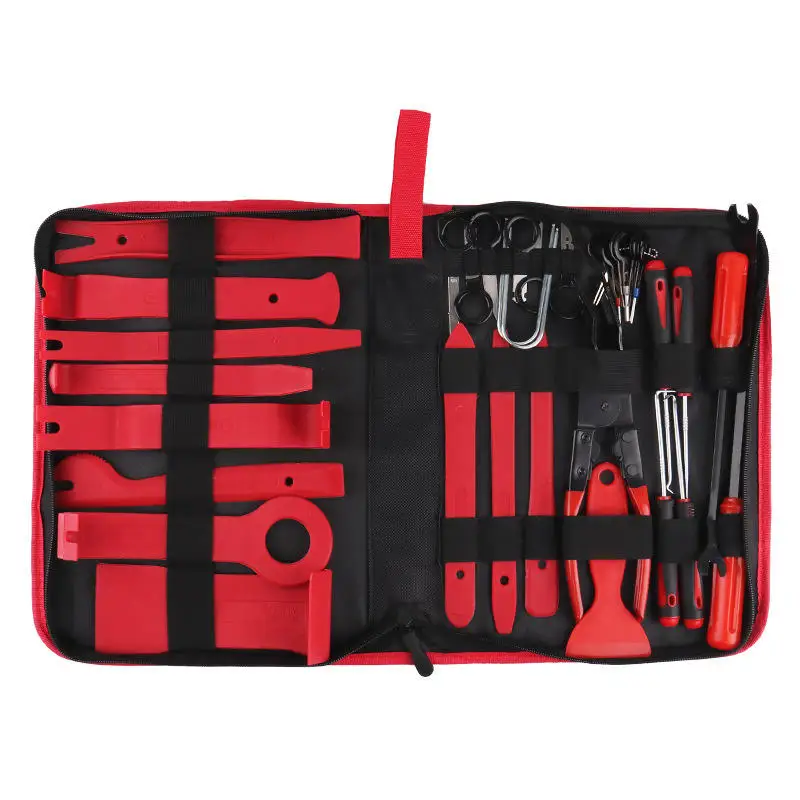 Red Car Audio Repair Tool Kit Auto Panel Trim Removal Tool Auto Interior Disassembly Tool Auto Clip Pliers Fastener Set