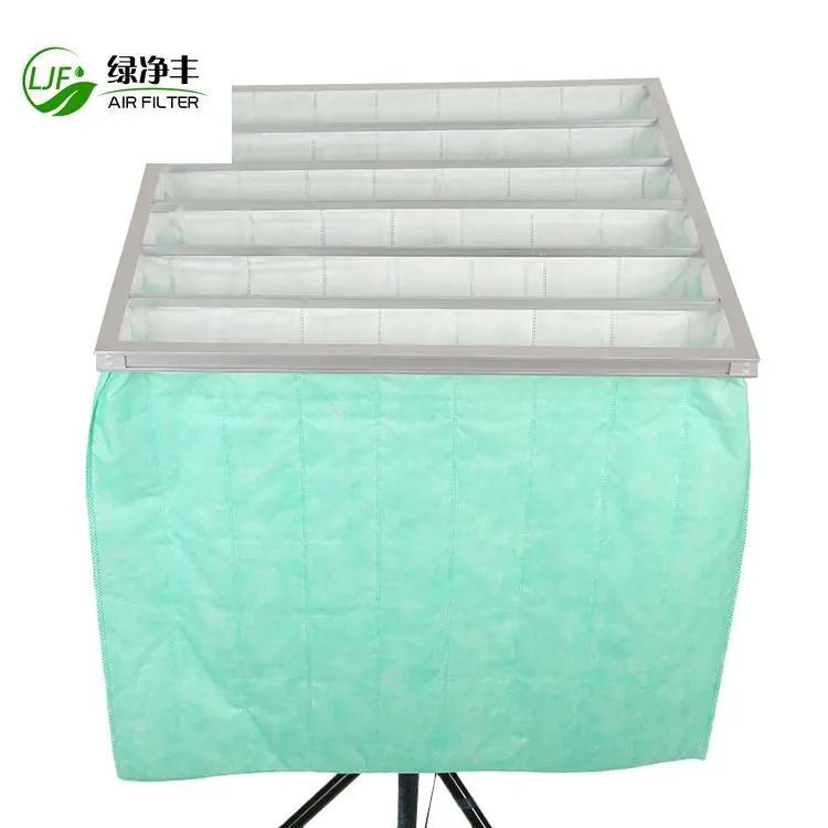HVAC F5 F6 F7 F8 synthetic fiber bag air pocket filter with aluminum frame