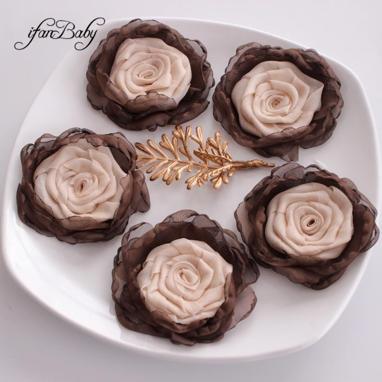 Unfinished Rolled Rose Burned Fabric Floral For Hair Accessories Girl Women Singed Hair Flowers