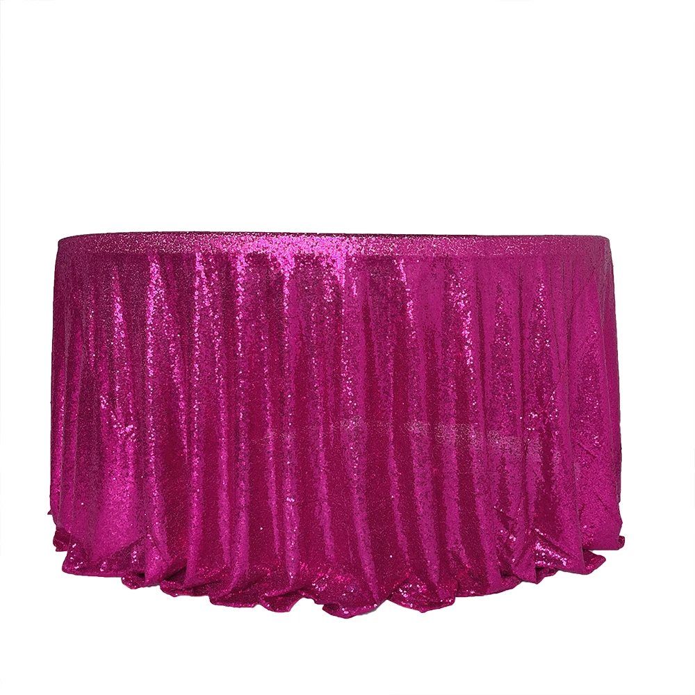 Magenta Glitz Sequins Round Tablecloth For Wedding Party