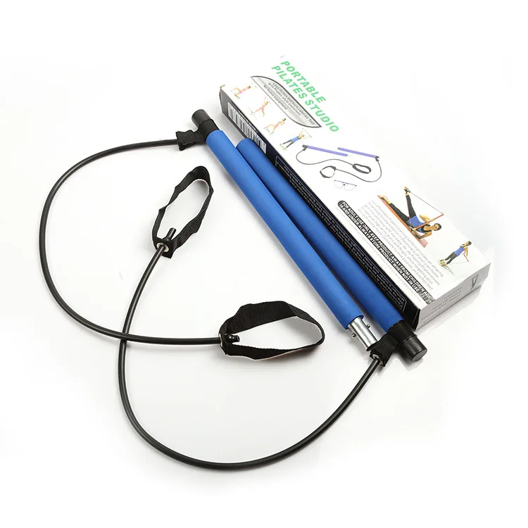 New product Portable Yoga exercise Pilates Stick with Resistance Band Pilates Bar