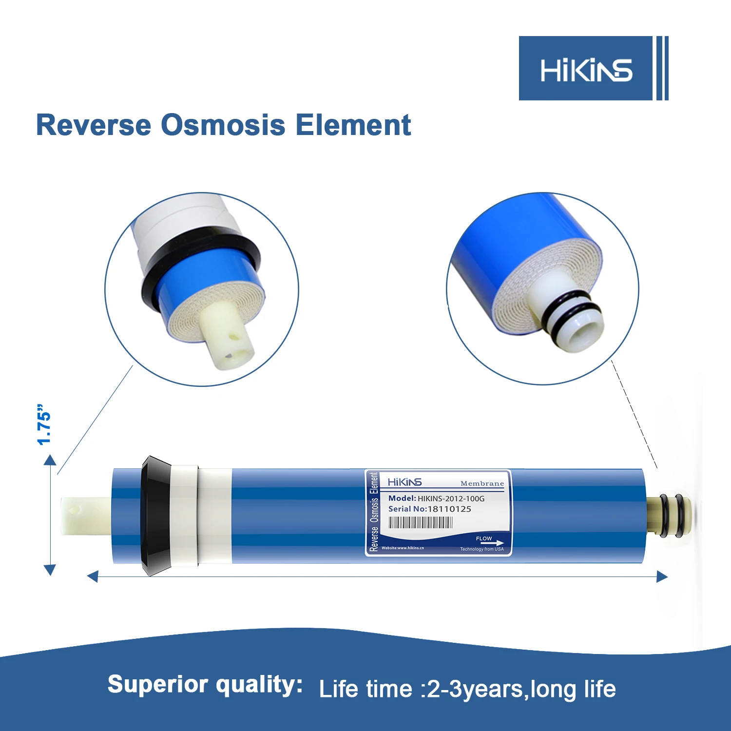 Hikins Hydranautics 8040 100 GPD Nanofiltration HJC CSM LG 4040 Price RO Water Purifier Spare Parts Filmtec Vontron Membrane