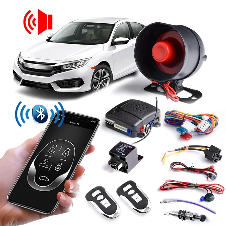 2024 Auto Electronics One Way Car Alarm System Phone APP Remote Control Car Alarm