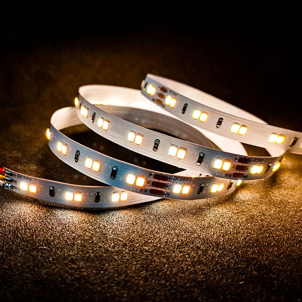 Led Strip Light CCT DC 24V 3000K+6000K Dual Color Warm White Cold White for home decoration
