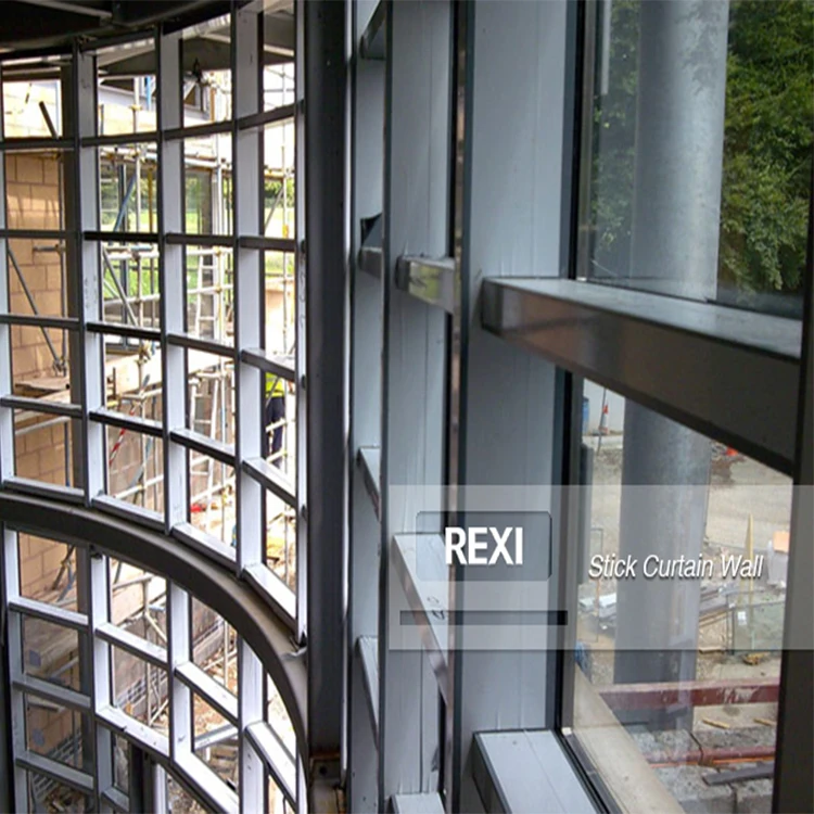 Aluminum Glass Stick Built Mullion Spandrel Exposed Frame Curtain Wall Unitized Facade System Curtain Wall