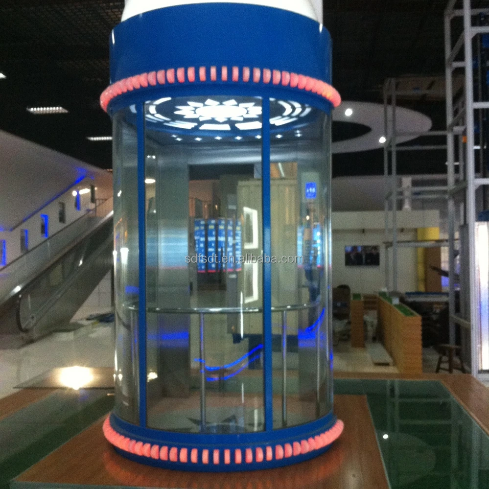 vvvf High quality Commercial panoramic Vacuum Passenger Glass lifts elevators