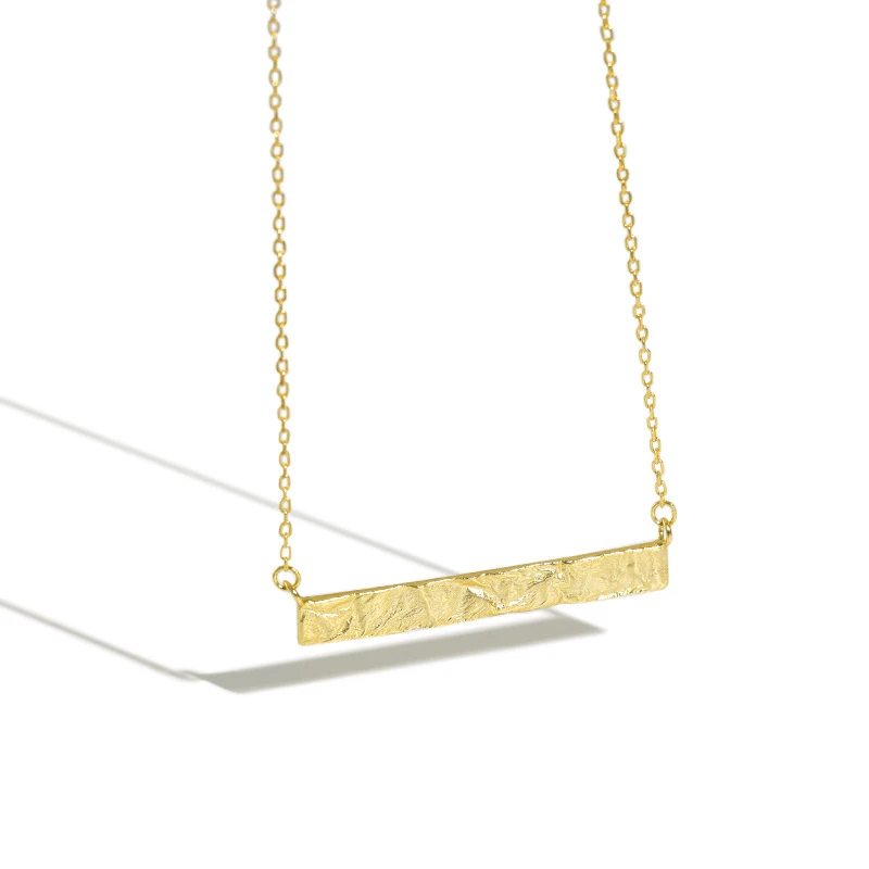 
Unique 925 sterling silver geometric long strip jewelry supplier women pendant necklace 