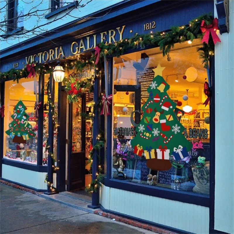 Kids DIY Felt Christmas Tree Christmas Decoration for Home New Year Gifts Santa Claus Xmas Tree