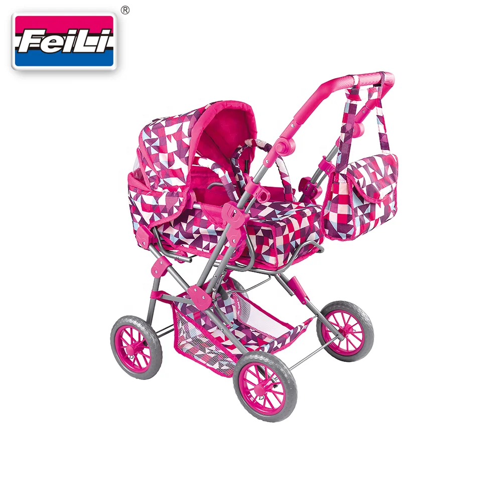 Fei Li Stroller Big and Deluxe Baby Doll Carriage Toys with Carry Cot and Shoulder bag Doll Stroller Factory In China