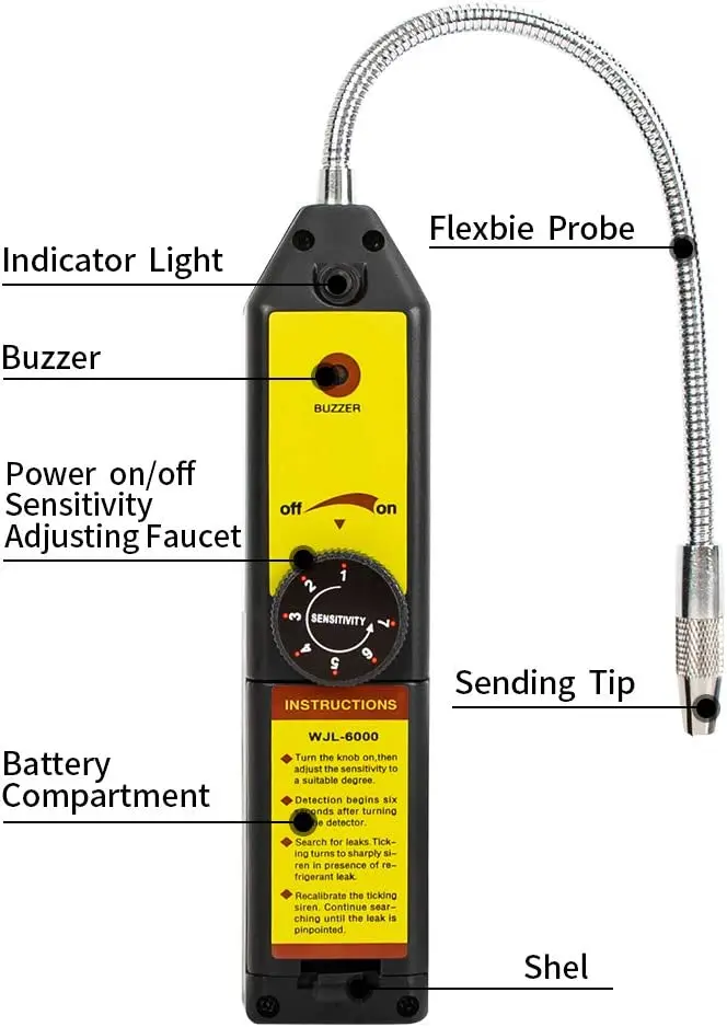 Hot sale WJL 6000 refrigerant air conditioner halogen leak detector automatic leak detector halogen detector alarm