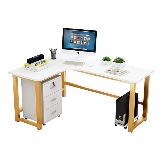 Промышленная мебель для дома угловой письменный стол l образной формы деревянная металлическая рама (1600363578407)