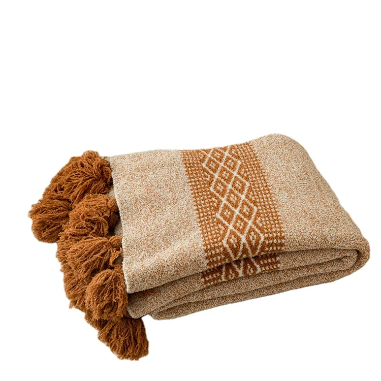100% Polyester Designed Decorative Plush Sherpa Throw Knitted Blankets