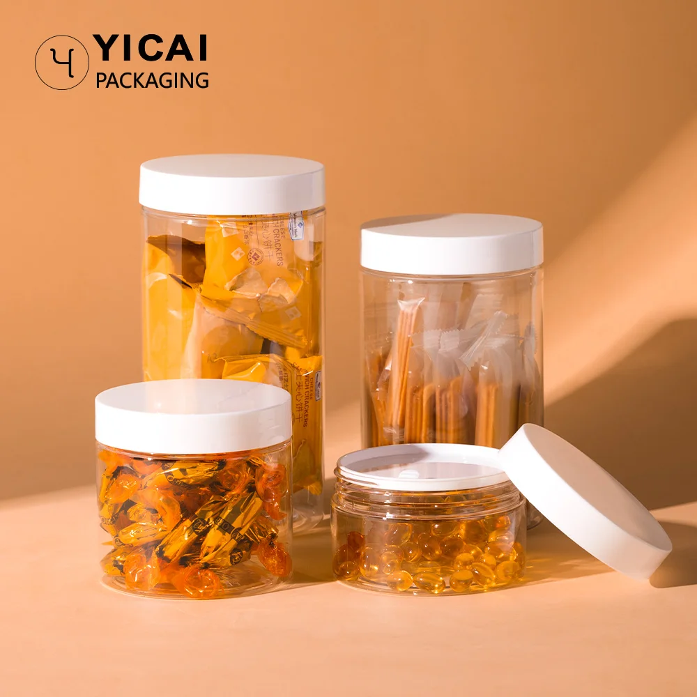 different capacity black clear plastic powder pet jar 8 oz pcr pet spice storage jar cosmetic container packaging manufacturers