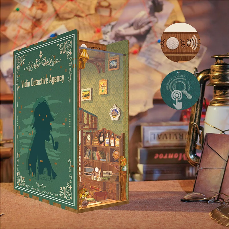 Tonecheer Violin Detective Agency Factory Custom diy dollhouse miniature kit diy book nook