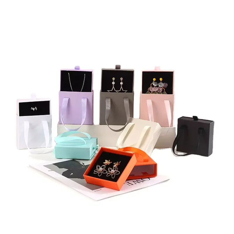 Custom Paper Sliding Drawer Gift Boxes Necklace Jewelry Packaging Box with logo luxury