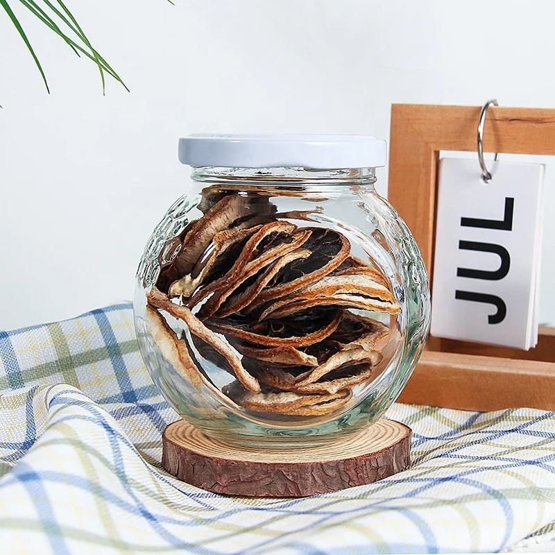 Wholesale Clear Flat Drum Glass Bottle 180ml 380ml 16oz Honey Spice Homemade Biscuit Candy Bottle Wedding Candy Jar