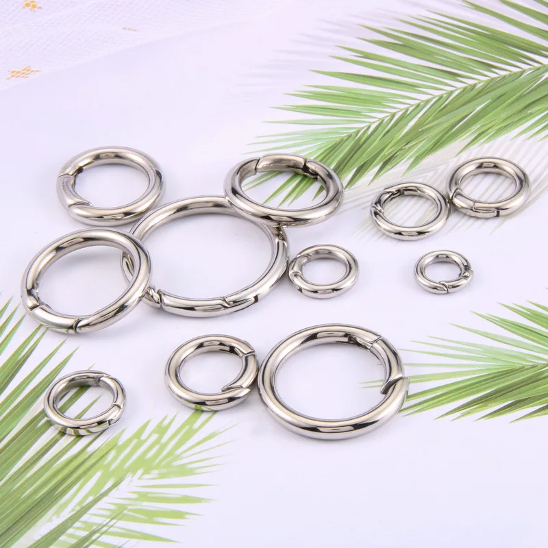 Wholesale DIY Metal Silver Jewelry Accessory Spring Snap Hook O-Ring Stainless Steel Spring Buckle
