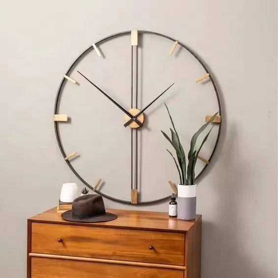 SWT Hot Sale Large Vintage Metal Silent Living Room Art Taiwan Quartz Decorative Wall Clock