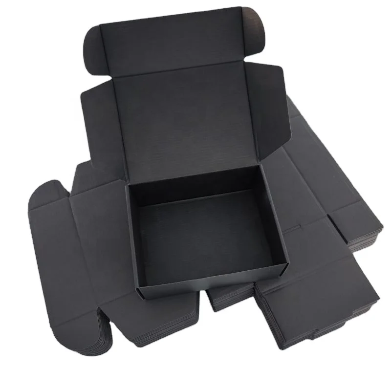 Black card carton Paper Corrugated Box Folded Postal Delivery Tuck End Corrugated Paper Box