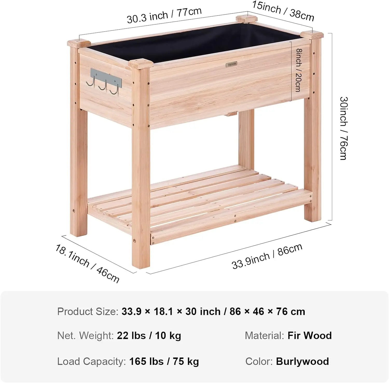2 Tier Raised Garden Bed Elevated Waterproof WPC Wood Planter Box with Legs for Outdoor Vegetables Flowers Herbs