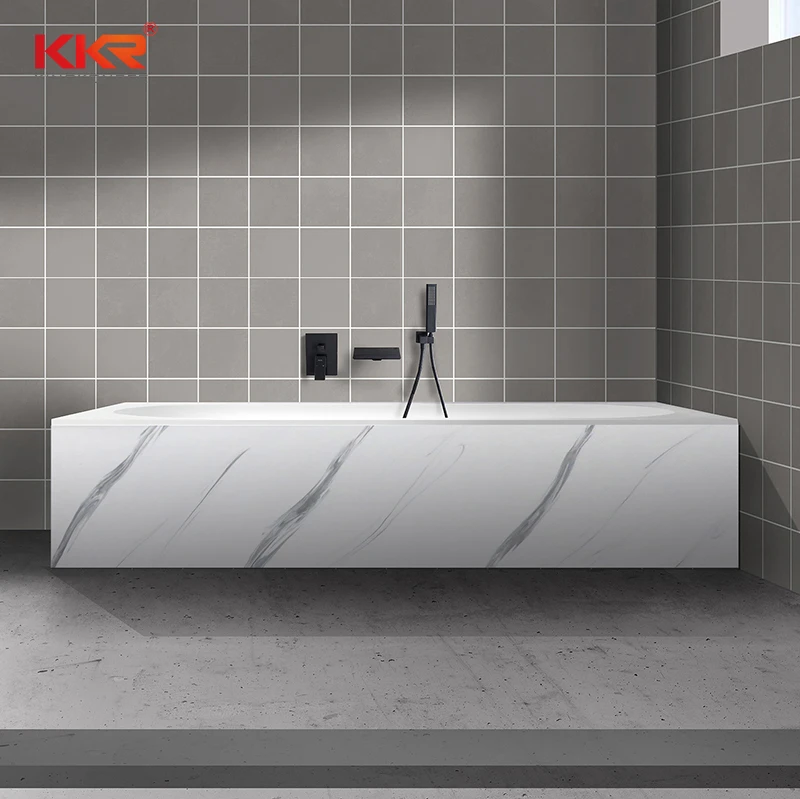 Solid Surface Marble Bathtub Customized Size Stone Bathroom Marble Tub