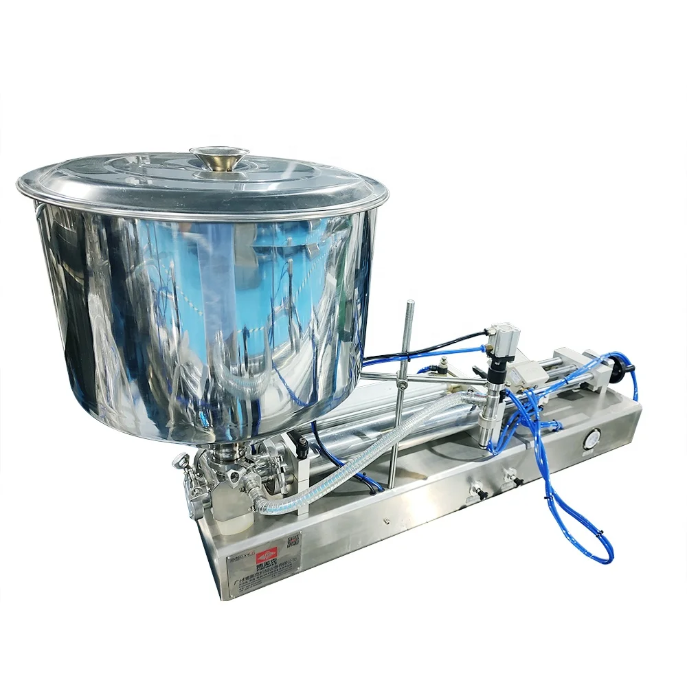 New pneumatic detergent shower gel with hopper double head pneumatic paste filling machine