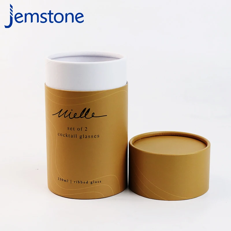 Customized Wine Gift Brown Kraft Paper Tubes Custom Wine Glass Cardboard Packaging Cocktail Paper Tube Box