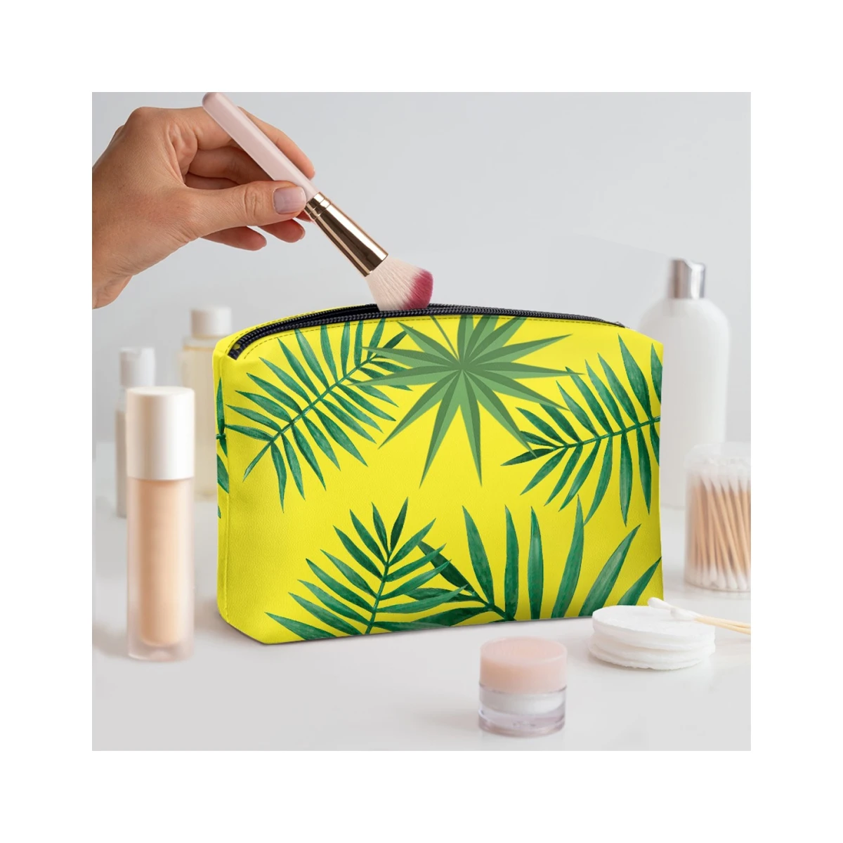Wholesale Fashion Cosmetics Makeup Bag Travel Pouch Polynesian Tribal Samoa Tapa Print Custom PU Portable Clutch Cosmetic Bag