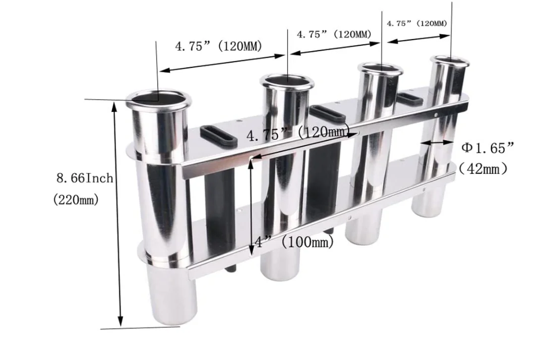 316 stainless steel Marine hardware fishing rod holder Aluminum 4 link pod Marine yacht camping boat
