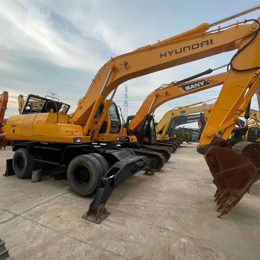 Cheap Selling Original machine Good working condition Japan 21ton Used HYUNDAIi 210W-7 Wheel Excavator