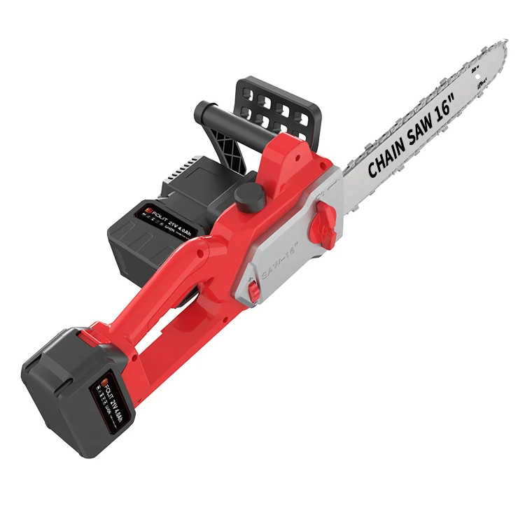 Super power lithium battery operated wood cutting chain saw machine electric cordless 16-inch chainsaw with spare accessories