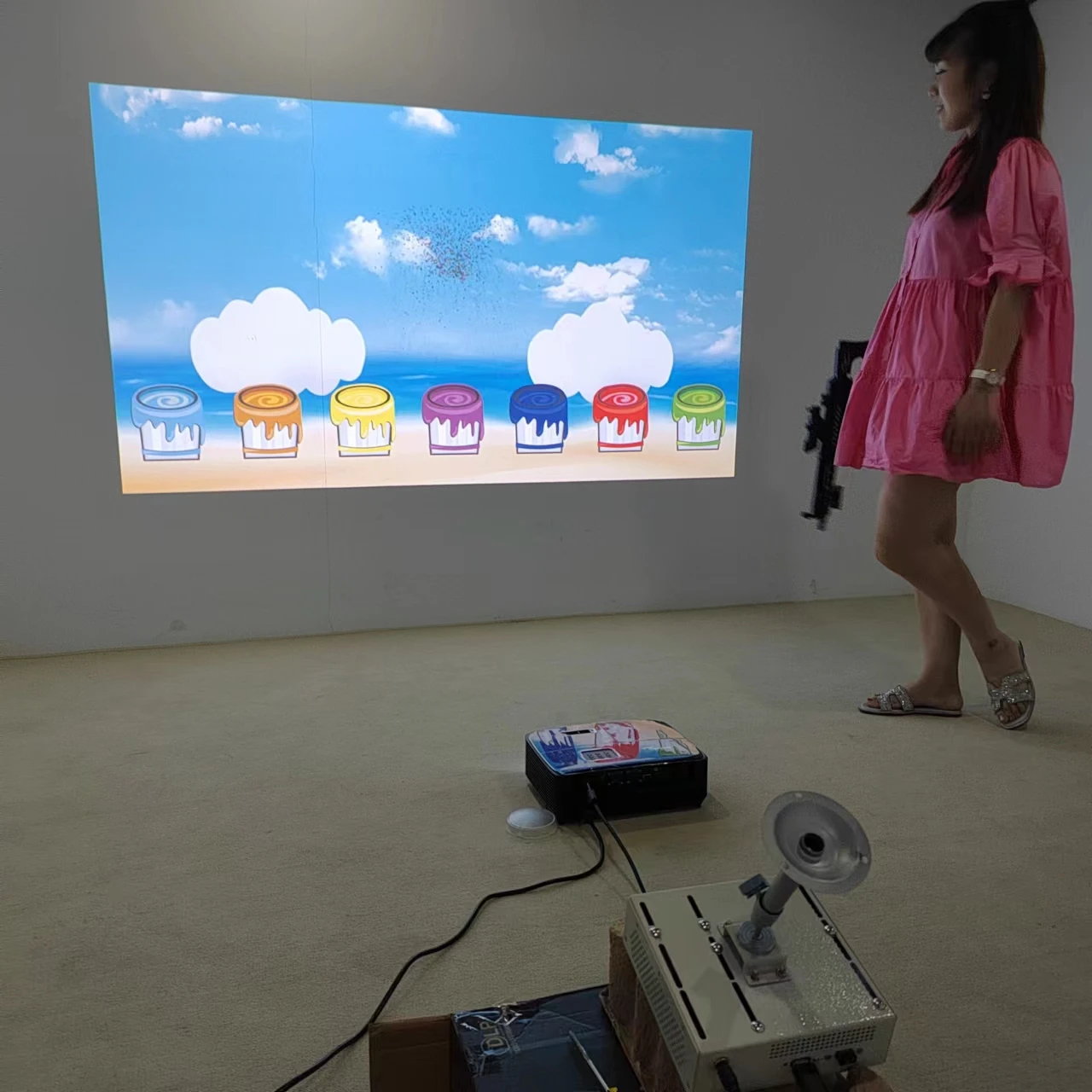 Interactive floor system/software for advertising Ocean theme interactive floor projection system game with magic device