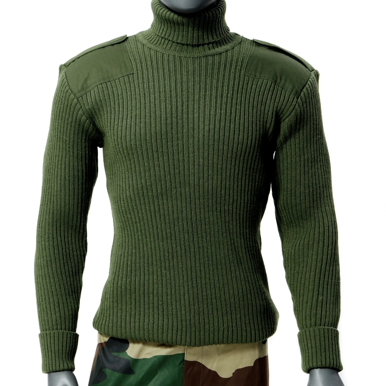 Acrylic Mil Spec Sweater GI Standard Duty Pullover Jungle Green with Knitted Olive Wool Army Green Tactical Sweater