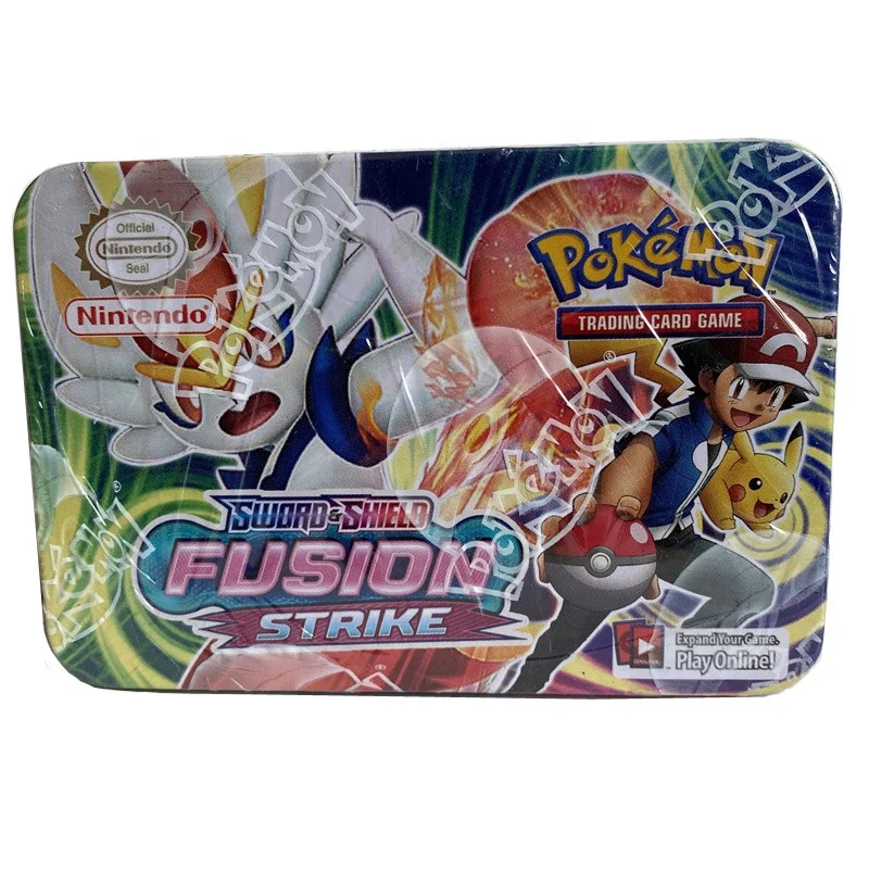 42pcs/set Iron Metal Box Poke mon Takara Tomy Battle Toys Pikachu Game Anime Bank Cards Poke mons Iron Box  For Children