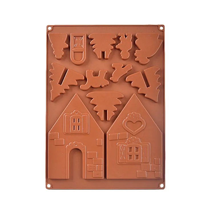 Gingerbread House Christmas Tree Chocolate Silicone Cake Molds Cookies Baking