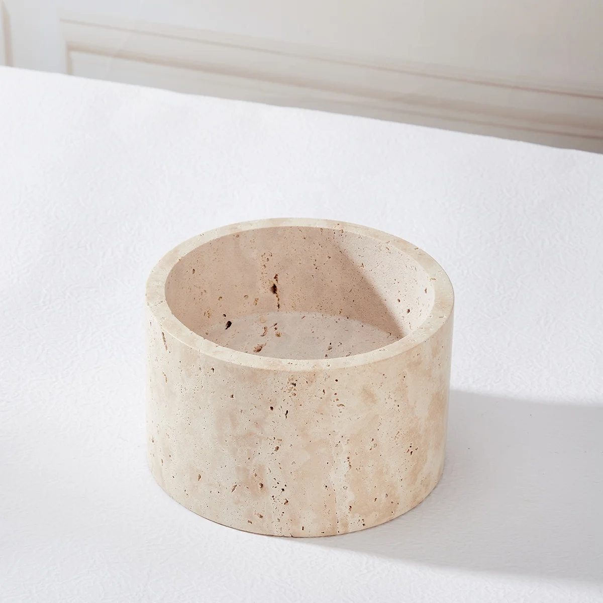 Home Decor Round Travertine Marble Bowl Storage Container Jar kitchen accessories Travertine fruit container flower pot