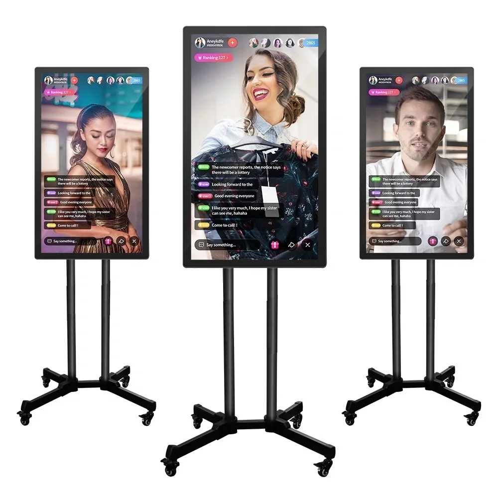 32 43 50 55 65 inch Facebook fan interactive wireless big screen video streaming stand live broadcast equipment