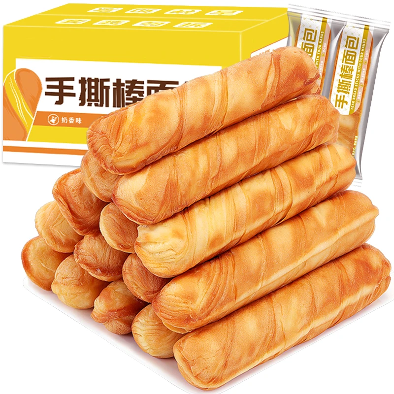 Soft and fragrant hand torn sticks bread Healthy breakfast cake snacks food 300g