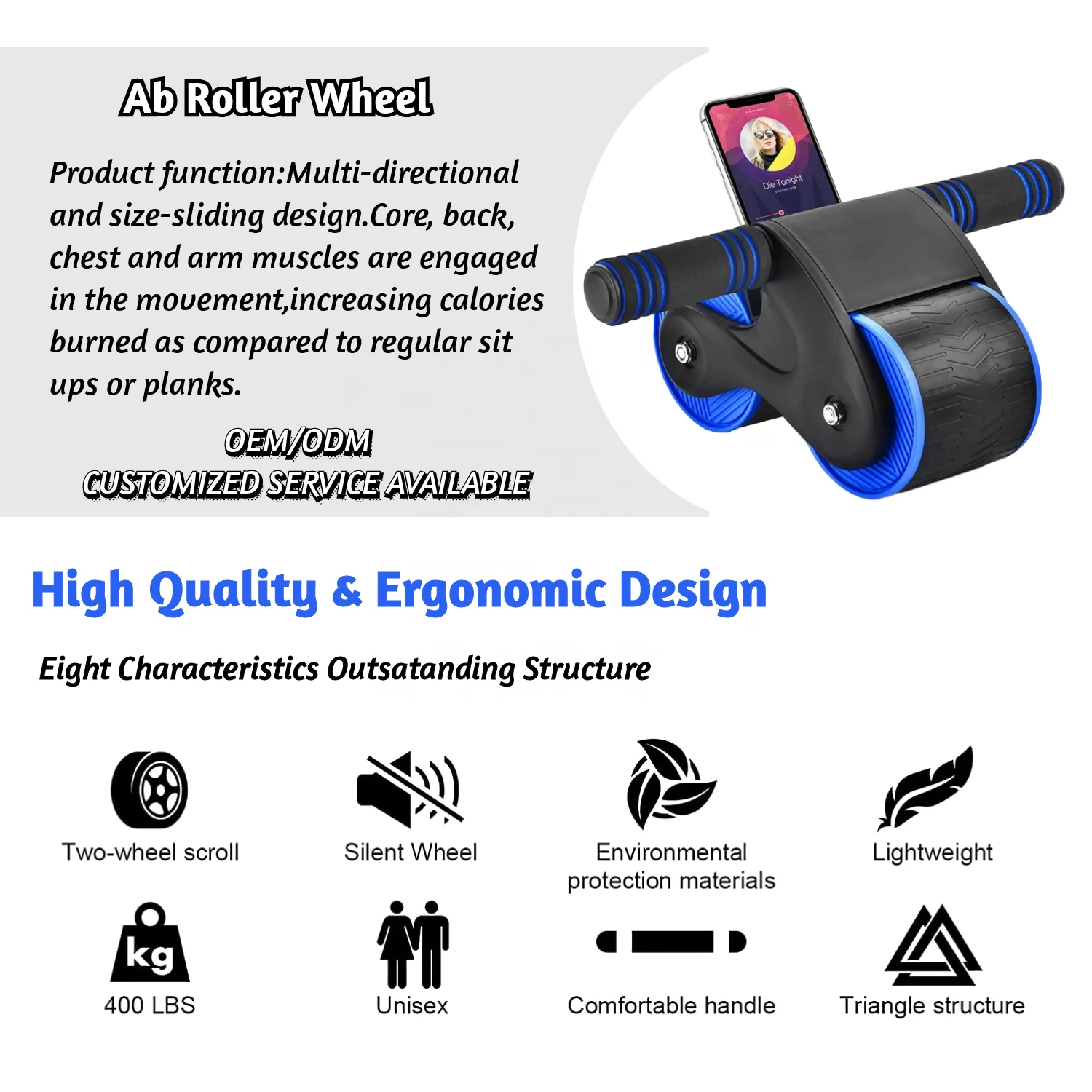 RS Hot Selling Ab Wheel Roller No Noise Ab Automatic Rebound Abdominal Wheel Kit Ab Wheel Workout Equipment for Home